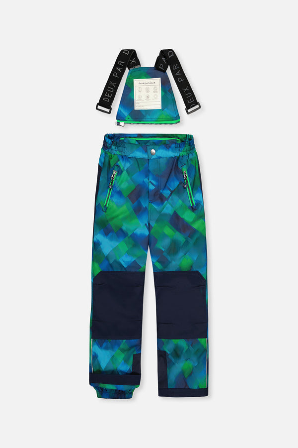 Two Piece Play Snowsuit Blue And Green Checkered Print - J10PB49_04790
