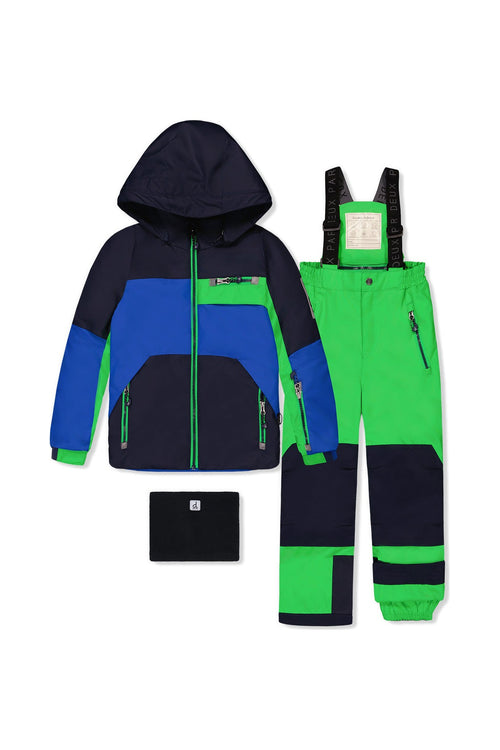 Two Piece Play Snowsuit Royal Blue And Green Colorblock - J10PB50_04690