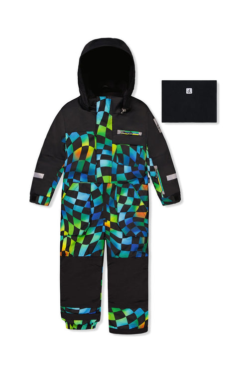 Kids One Piece Play Snowsuit Blue Checkered Print - J10PB73_1J054