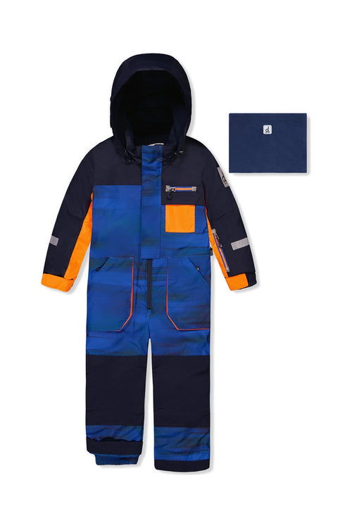 Kids One Piece Play Snowsuit Blue With Black Stripes - J10PB73_1J056