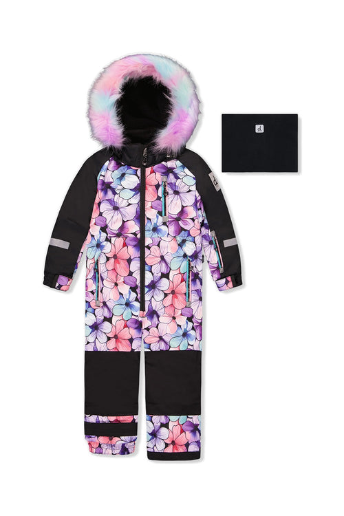 Kids One Piece Play Snowsuit Purple Floral Print - J10PG71_1J021