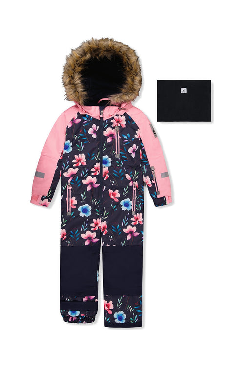 Kids One Piece Play Snowsuit Blue Floral Print - J10PG71_1J023