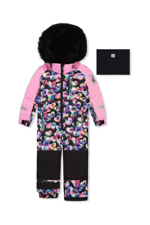Kids One Piece Play Snowsuit Black Heart Print - J10PG71_1J028
