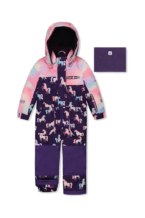 Kids One Piece Play Snowsuit Purple Unicorn Print - J10PG72_1J035