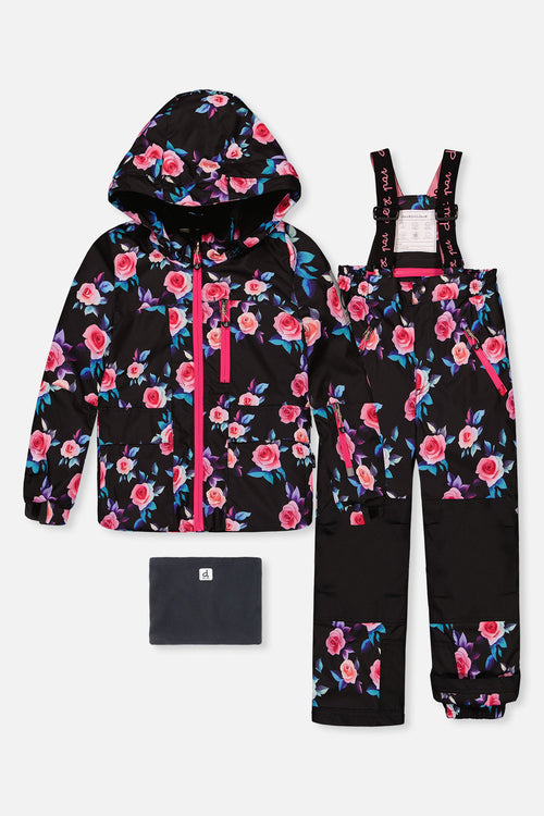 Two Piece Play Snowsuit Black Rose Print - J10PG85_1J025