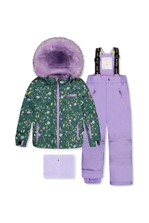 Two Piece Play Snowsuit Green Mini Flower Print - J10PG86_1J019