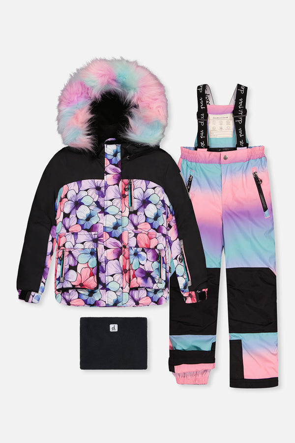 Two Piece Play Snowsuit Purple Floral Print With Gradient Pants - J10PG88_1J021