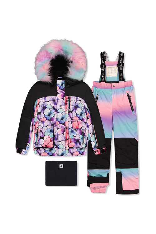 Two Piece Play Snowsuit Purple Floral Print With Gradient Pants - J10PG88_1J021