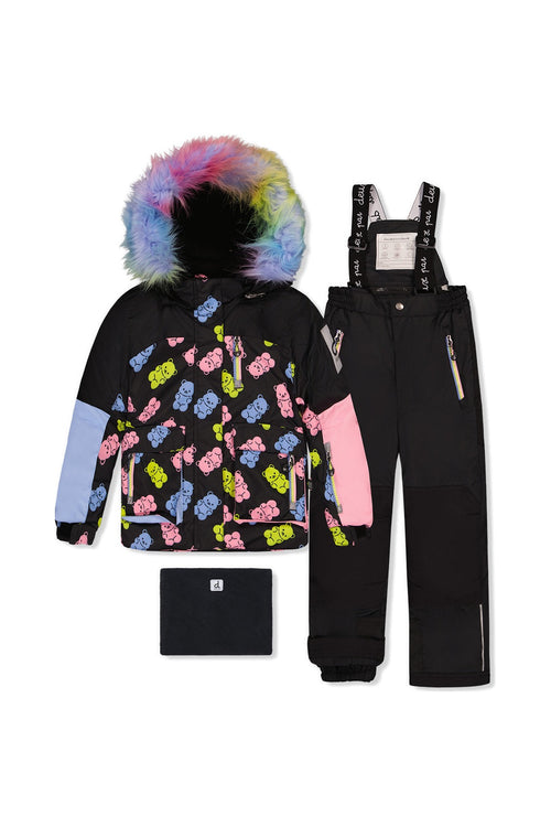 Two Piece Play Snowsuit Black Gummy Bear Print - J10PG88_1J033