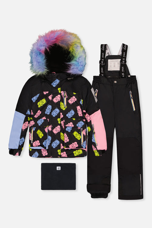 Two Piece Play Snowsuit Black Gummy Bear Print - J10PG88_1J033