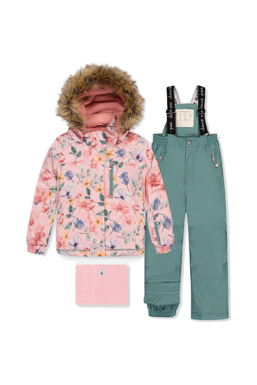 Two Piece Play Snowsuit Pink Vintage Floral Print - J10PG90_1J037