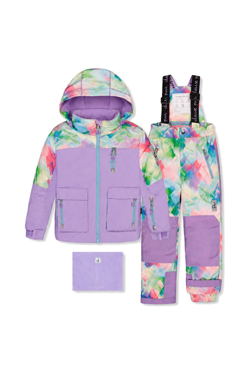 Two Piece Play Snowsuit Multicolored With A Diamond Pattern