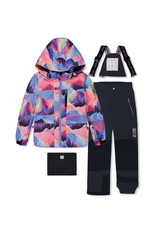 Two Piece Play Snowsuit Pink Mountain Print With Black Pants - J10PG93_09990