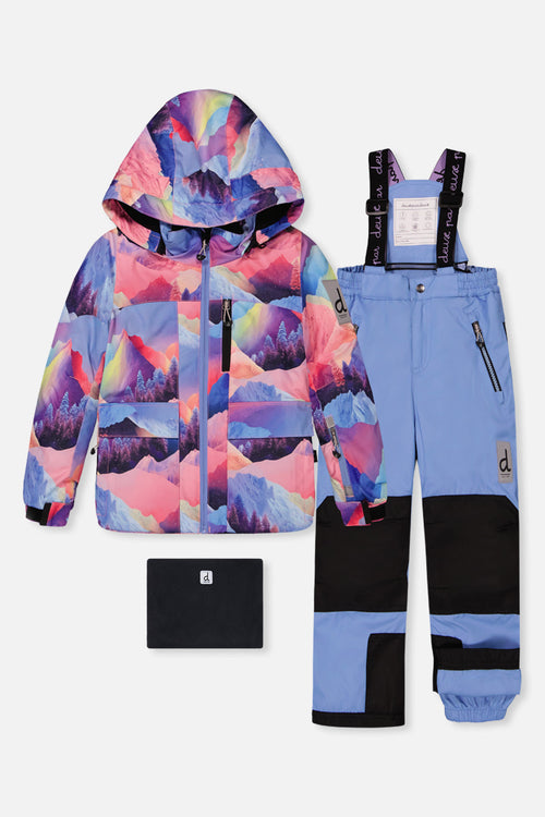 Two Piece Play Snowsuit Pink Mountain Print With Blue Pants - J10PG93_1J032