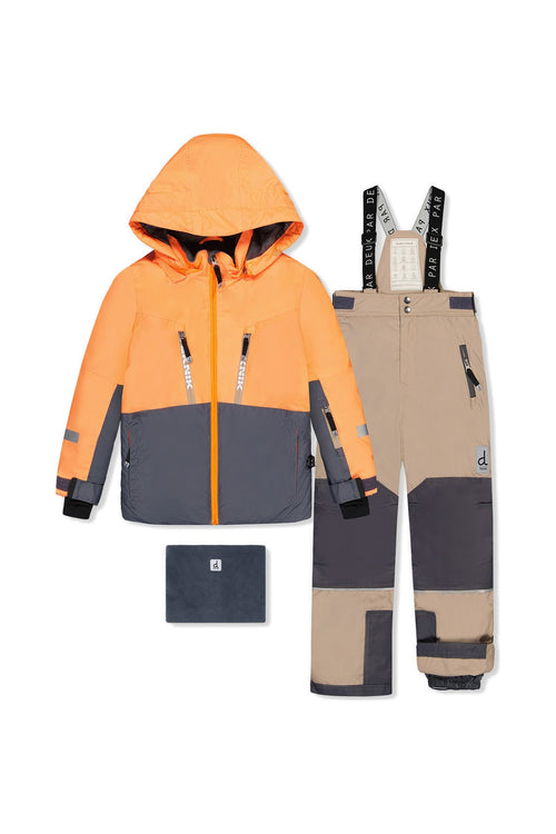 Two Piece Teknik Snowsuit Bright Orange Grey And Taupe - J10TB52_08950