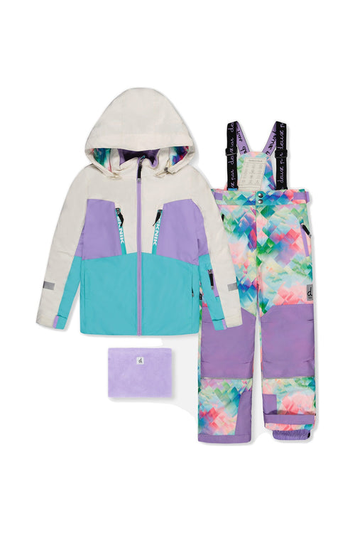 Two Piece Teknik Snowsuit Multicolored With A Diamond Pattern - J10TG93_05130