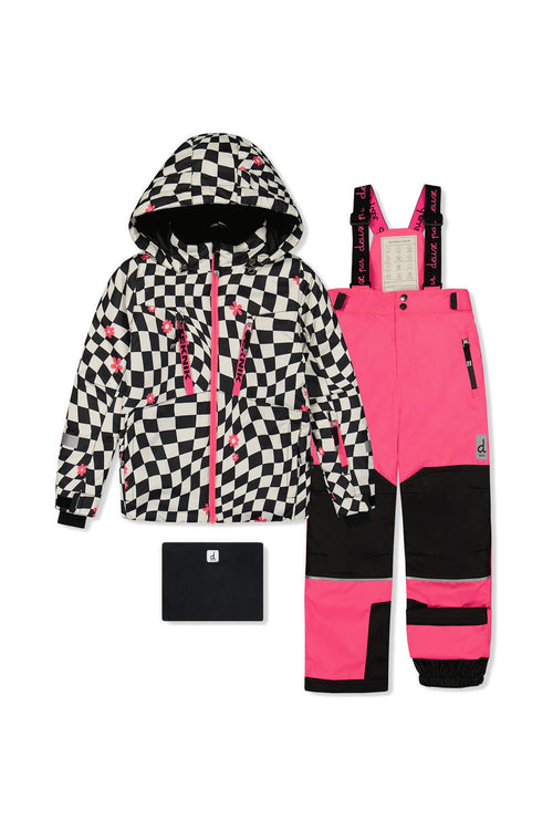 Two Piece Teknik Snowsuit Bright Pink And Checkered - J10TG93_06990