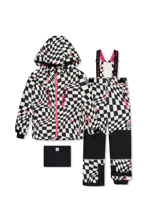 Two Piece Teknik Snowsuit White And Bright Pink Checkered Print - J10TG93_1J040