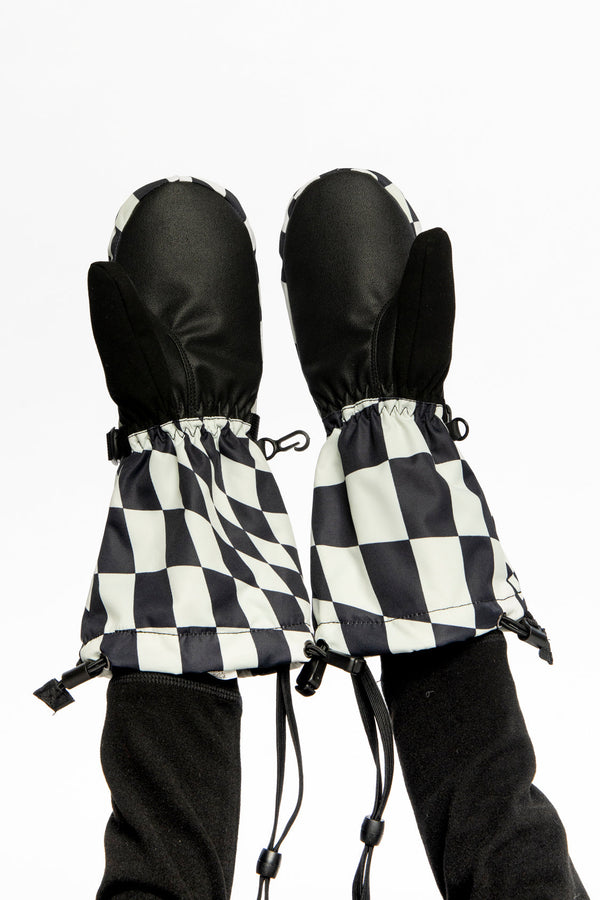 Teknik Winter Mittens White Checkered Print - J10XM203_1J059