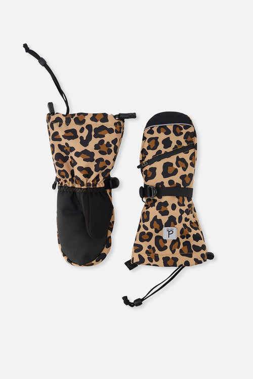 Teknik Winter Mittens Brown Leopard Print - J10XM203_1J090