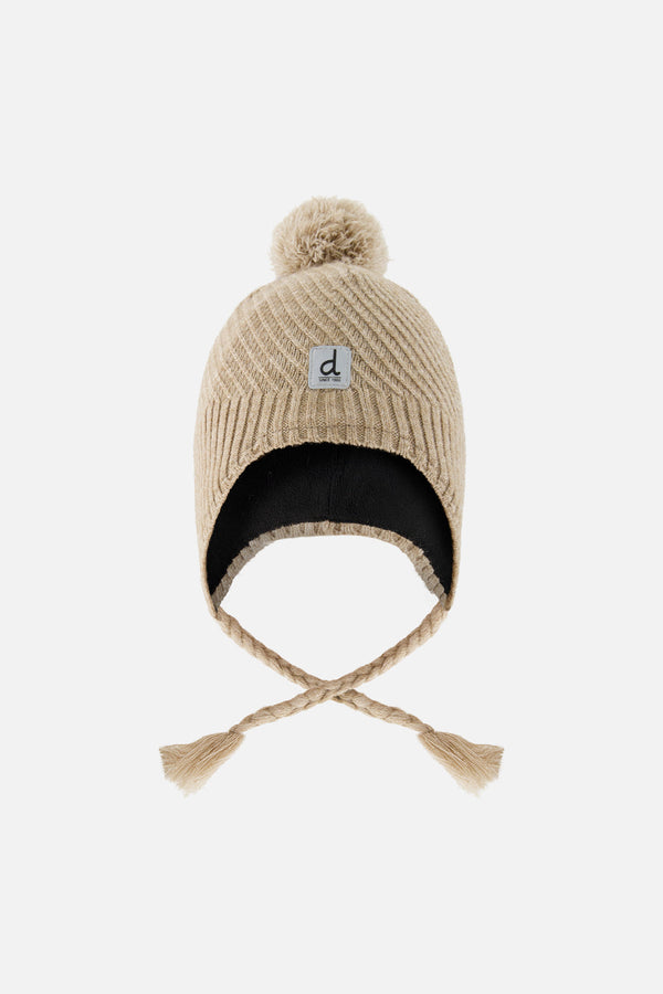 Winter Peruvian Knit Hat With Pompom Taupe - J10XT1_01870