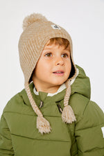 Winter Peruvian Knit Hat With Pompom Taupe - J10XT1_01870