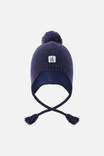 Winter Peruvian Knit Hat With Pompom Navy Blue - J10XT1_04790