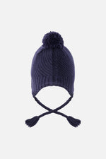 Winter Peruvian Knit Hat With Pompom Navy Blue - J10XT1_04790