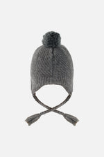 Winter Peruvian Knit Hat With Pompom Cool Dark Grey - J10XT1_04930