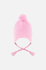 Winter Peruvian Knit Hat With Pompom Pink - J10XT1_06240