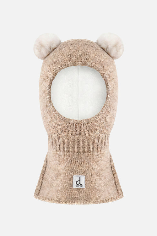 Baby Knit Bear Balaclava Light Taupe