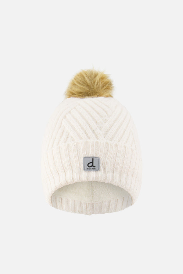 Winter Knit Hat With Pompom Off-White - J10XT5_01880