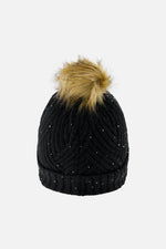 Winter Knit Hat With Pompom Black - J10XT5_09990