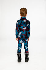 Two Piece Thermal Underwear Blue And Red Camouflage Print - J10Y600_1J060