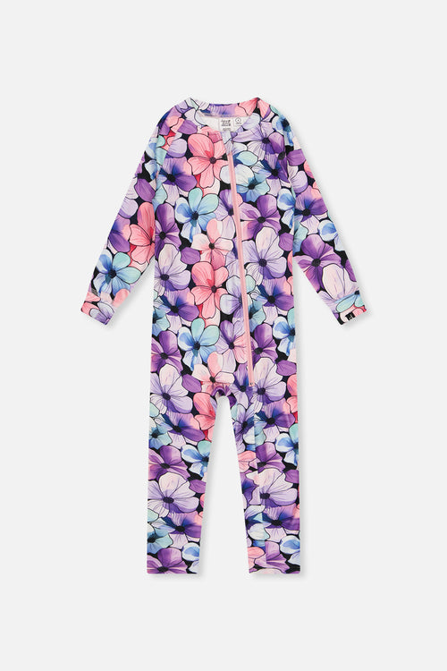Baby One Piece Thermal Underwear Purple Floral Print - J10Y700B_1J021