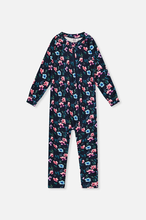 Baby One Piece Thermal Underwear Blue Floral Print - J10Y700B_1J023