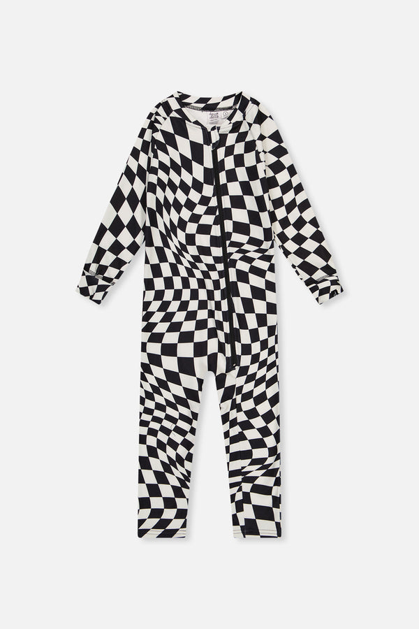 Baby One Piece Thermal Underwear White Checkered Print - J10Y700B_1J059