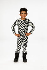 One Piece Thermal Underwear White Checkered Print - J10Y700_1J059