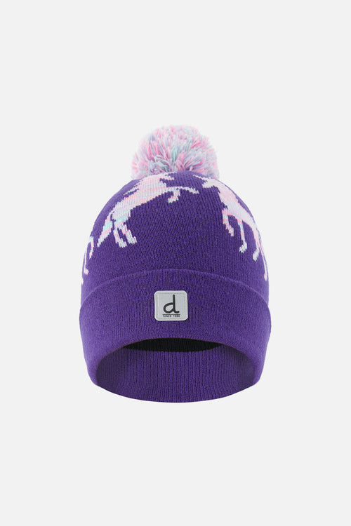 Winter Knit Hat With Pompom Purple And Blue - J10Z08_05560