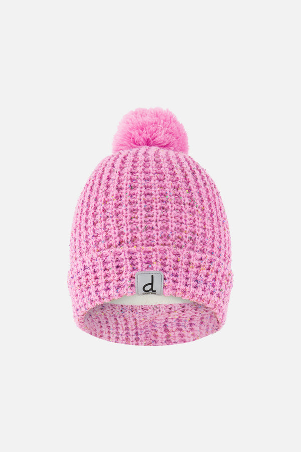 Winter Knit Hat With Pompom Pink - J10Z13_06240