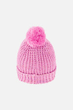 Winter Knit Hat With Pompom Pink - J10Z13_06240
