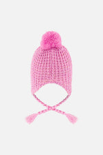 Winter Peruvian Knit Hat With Pompom Pink Multicolored Details - J10Z14_06240