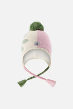 Winter Peruvian Knit Hat With Pompom Lavender Pink And Green - J10Z19_05660