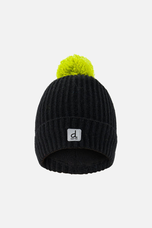 Winter Knit Hat With Pompom Black And Green - J10Z27_09990