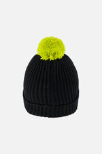Winter Knit Hat With Pompom Black And Green - J10Z27_09990