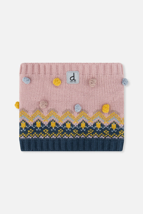 Winter Knit Neckwarmer Pink And Blue Jacquard - J10Z37_1J065