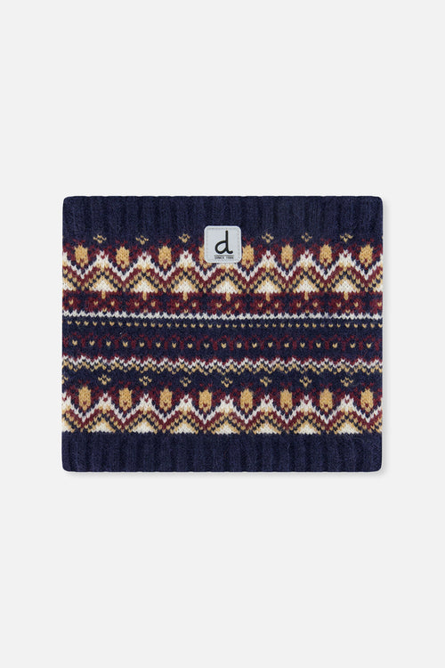 Baby Winter Knit Neckwarmer Blue And Red Jacquard - J10Z41B_1J073