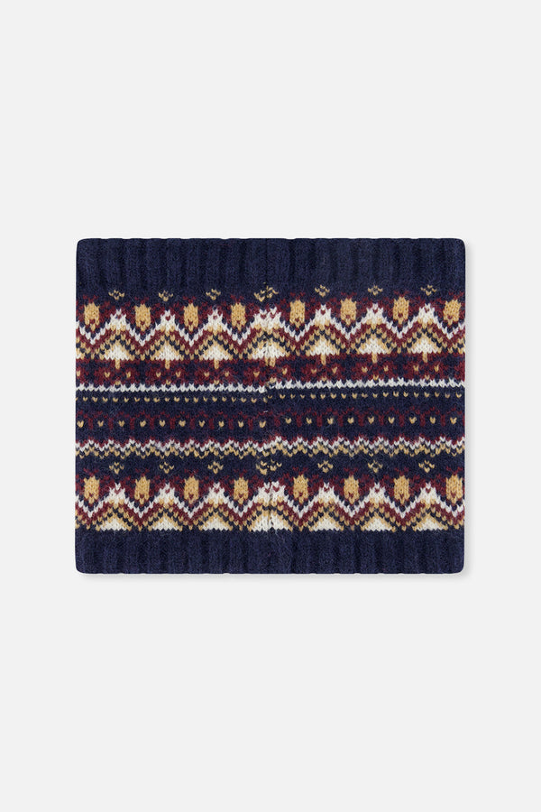 Winter Knit Neckwarmer Blue And Red Jacquard - J10Z41_1J073