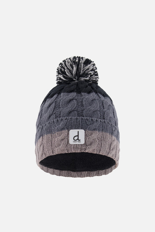 Bonnet d'hiver en tricot avec pompom noir et gris