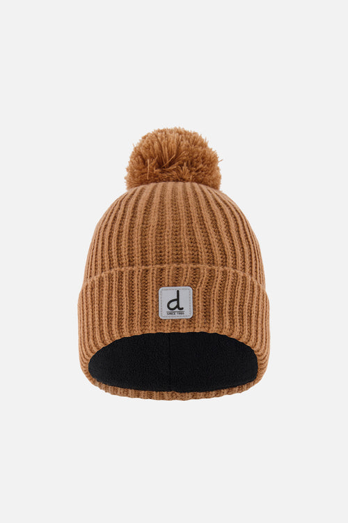 Bonnet d'hiver en tricot avec pompom brun